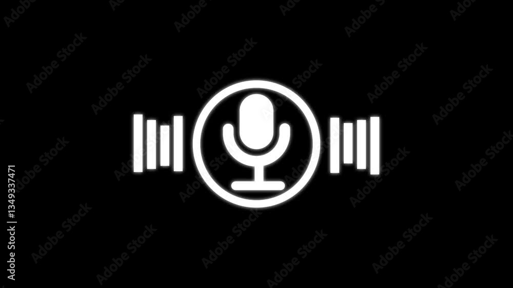 Poster voice recording and podcast mic microphone button icon animation. audio microphone icon animation.
