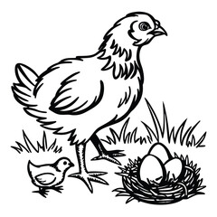 Naklejka premium set-of-chicken-icon-hand-draw-black-colour-easter- (14).eps