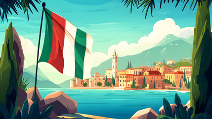 Obraz premium Professional Italy Flag Cartoon Vector Illustration for Various Uses