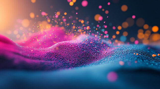 Soft pink and blue background featuring a colorful scatter plot representing natural clusters in a gentle and aesthetic display of colors.