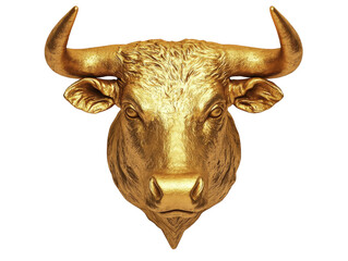 Naklejka premium Golden Bull Head Sculpture Decorative Wall Art for Interior Design