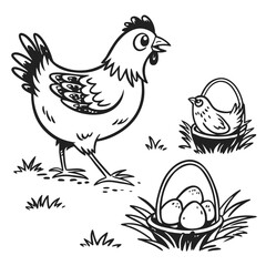 Fototapeta premium set-of-chicken-icon-hand-draw-black-colour-easter- (17).eps