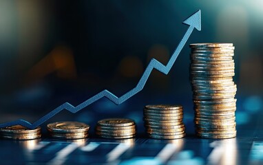 Financial Growth, Coins Stacking, Chart, Increasing Investment