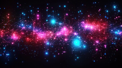 Abstract Cosmic Nebula: A Symphony of Pink, Blue, and Red Lights