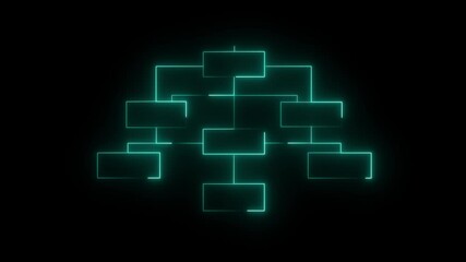 Neon Glowing Company Organization  of corporate structure chart icon black background. 4k video - Powered by Adobe