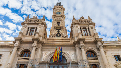 Monumental Town Hall of the city of Valencia, Spain.