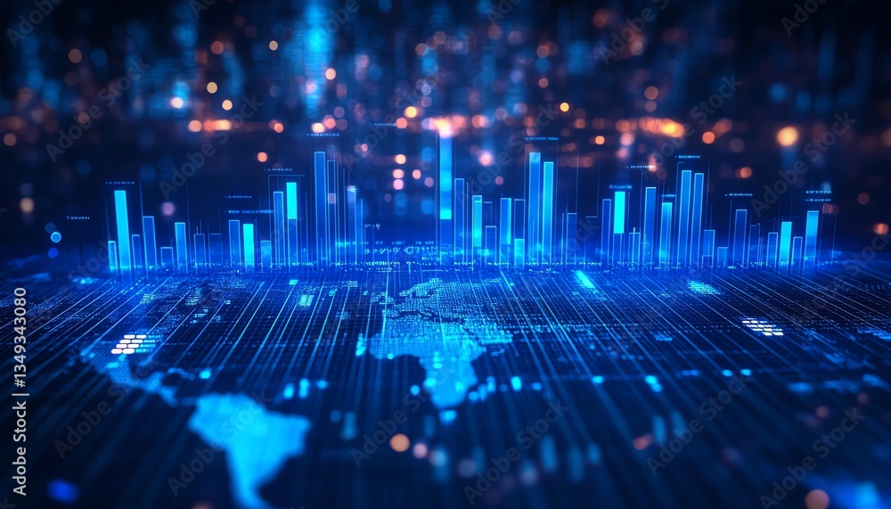 Poster global network, data visualization, technology