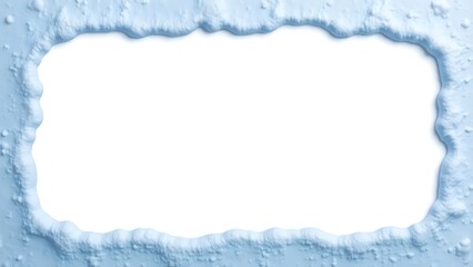Fototapeta premium Ice-textured frame with a rough surface and a blank white center, designed for winter-themed designs, banners, or seasonal presentations..