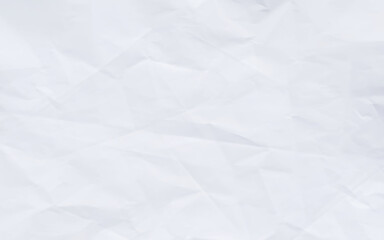 White clean crumpled paper background. Horizontal crumpled empty paper template for posters and banners. Sheet of white crumpled paper as background, closeup. Vector illustration