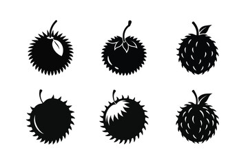 Rambutan – Nephelium lappaceum silhouette vector illustration