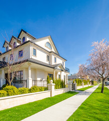 Two story luxury house with beautiful summer  landscape in Vancouver, Canada, North America. Day...