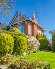 Two story luxury house with beautiful summer  landscape in Vancouver, Canada, North America. Day...