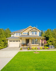 Two story luxury house with beautiful summer  landscape in Vancouver, Canada, North America. Day...