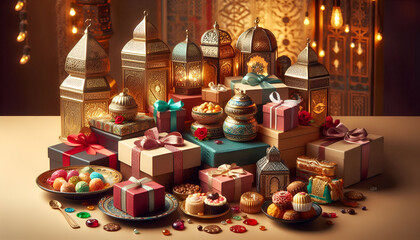 Luxurious Eid Celebration with Sweets and Presents