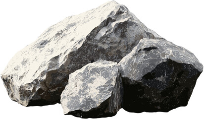 Bigger granite stones vector isolated, transparent background, PNG, large stones, isolated granite rocks, vector stones, nature stones, granite textures, stone design, rocky surface.