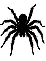 Black Silhouette of Hairy Tarantula Spider: Close-Up Wildlife Macro Photography with Eight Legs in Nature