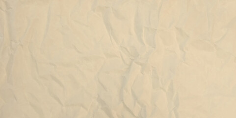 Brown crumpled paper background. Horizontal crumpled empty paper template for posters and banners. Vector illustration