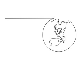 Continuous one line drawing of Earth. Single line drawing illustration of Earth globe. Green energy concept vector art. Doodle line illustration.