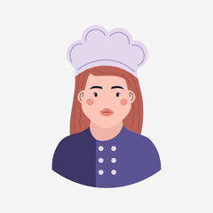 Female chef character isolated on white background. Profession Flat character design