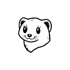 Naklejka premium a charming weasel illustration. The cute weasel face with its expressive eyes and small nose