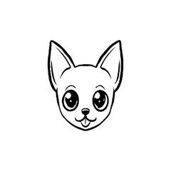 a cute chihuahua drawing with big adorable eyes, looking charming and friendly vector illustration