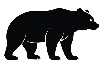 Grizzly Bear silhouette vectot art illustration on whit background 