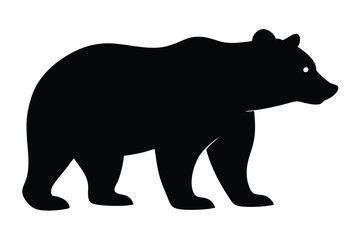 Grizzly Bear silhouette vectot art illustration on whit background 