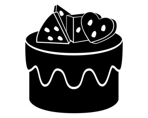 Cupcake with icing and watermelon fruit pastry - vector silhouette for stencil, logo or pictogram. Sweet pastry cake