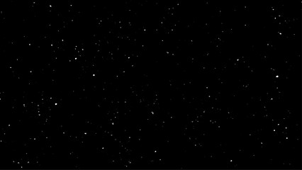 Space stars background for cosmos illustration. Falling snow isolated on black. Snowfall texture