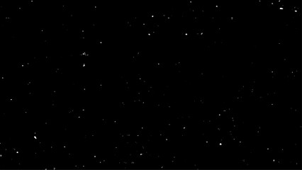 Space stars background for cosmos illustration. Falling snow isolated on black. Snowfall texture