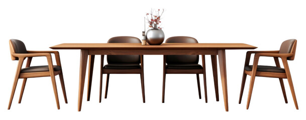PNG A modern wood dinning furniture set minimalist interior chairs.