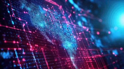 Fototapeta premium Abstract digital representation of a vibrant network map showcasing global connectivity and data flow