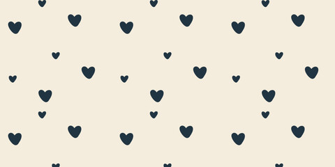 Hand drawn doodle hearts in seamless romantic background