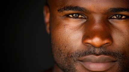 Fototapeta premium Close-up portrait of serious man against dark background
