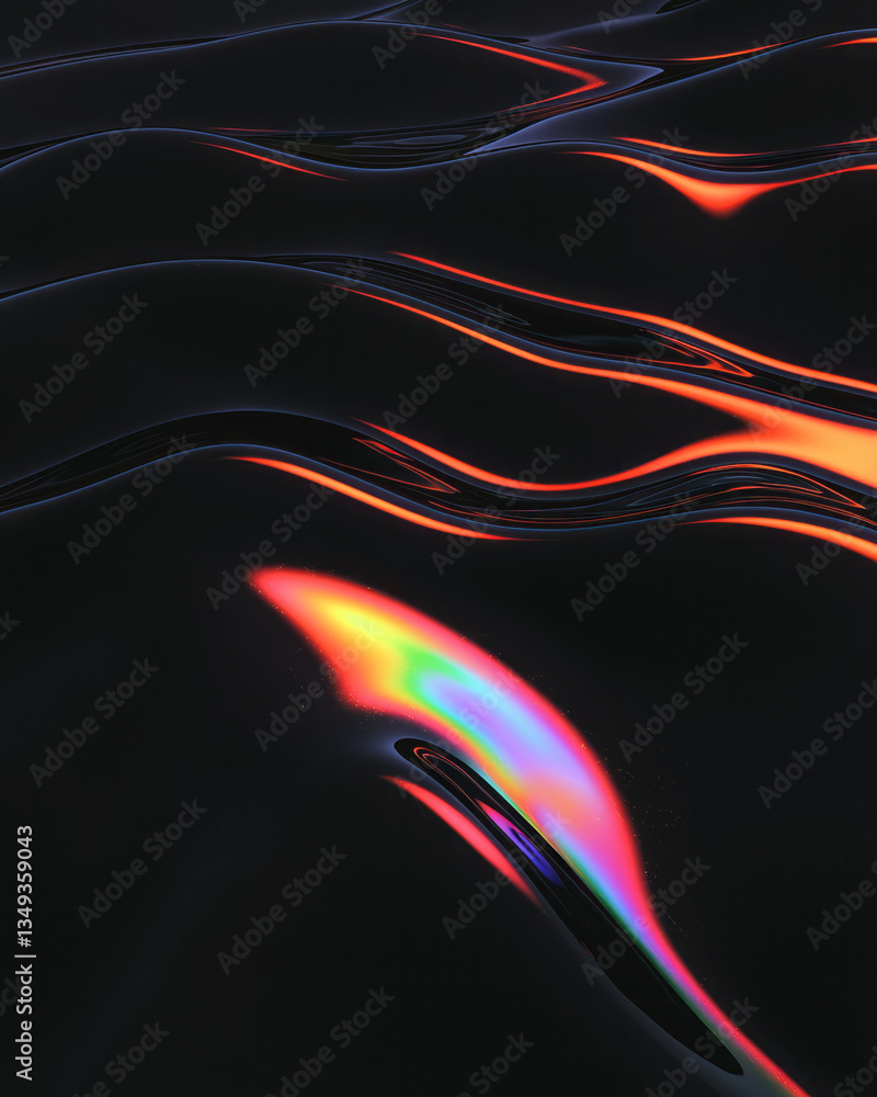 Poster a high-detail close-up of a liquid-like black glossy surface, smoothly shifting between deep