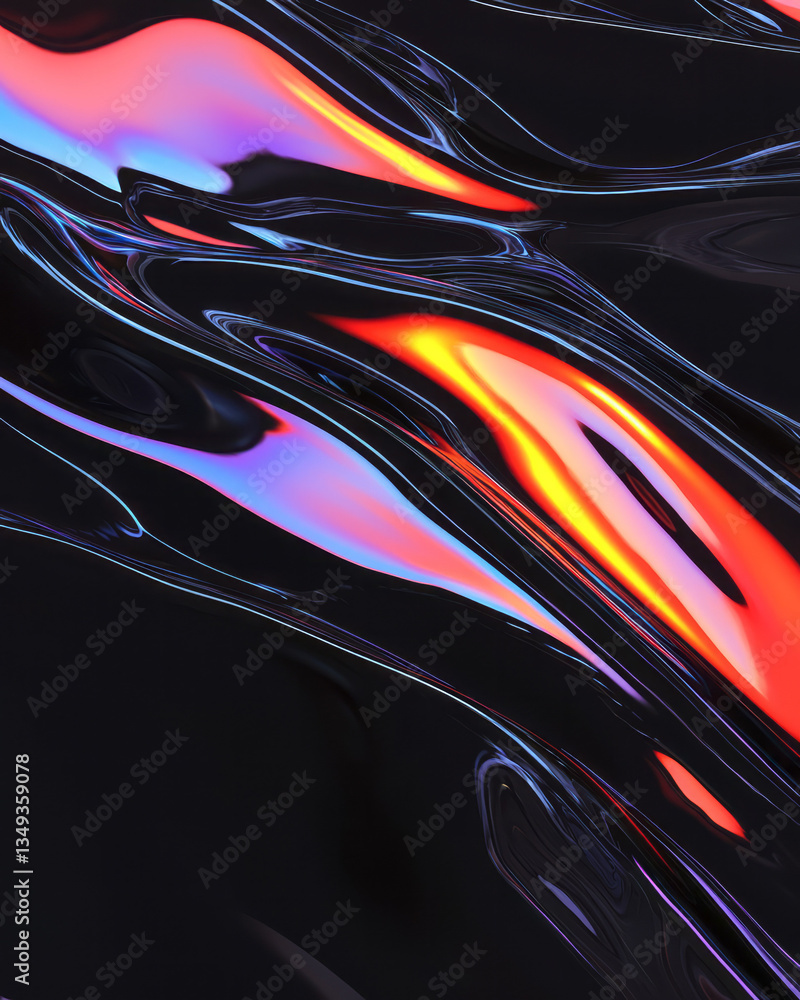 Poster a high-detail close-up of a liquid-like black glossy surface, smoothly shifting between deep