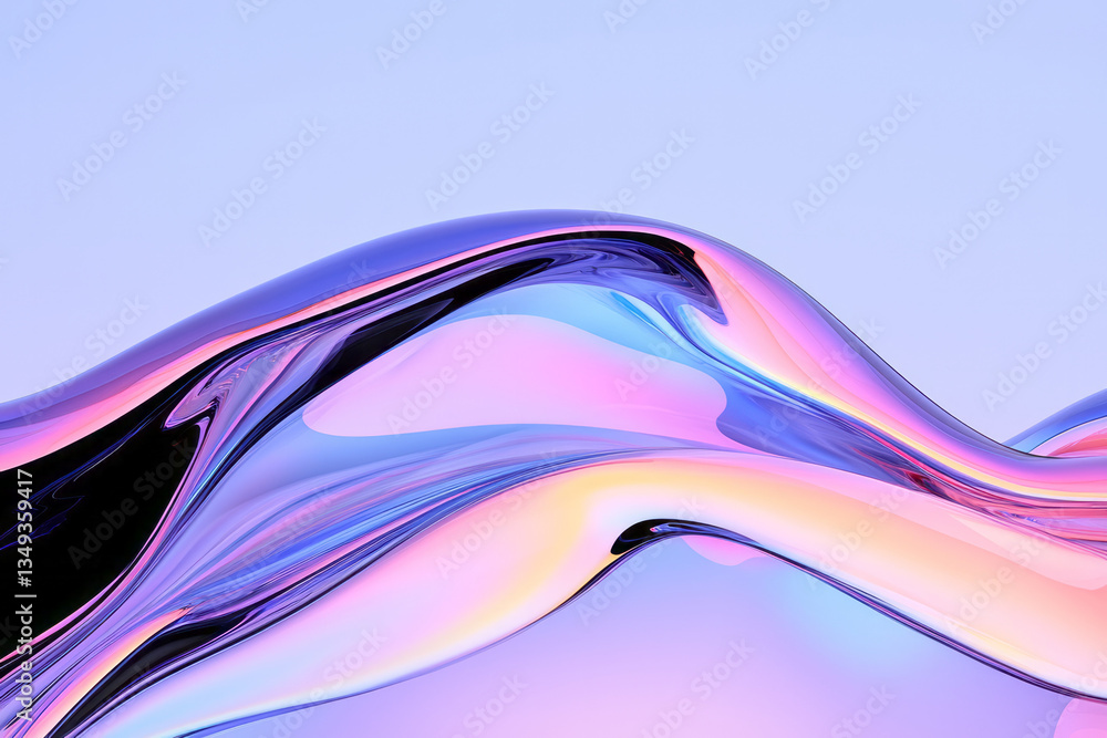 Poster a futuristic, tech-inspired abstract shape, where glossy black fluidity merges with sharp,