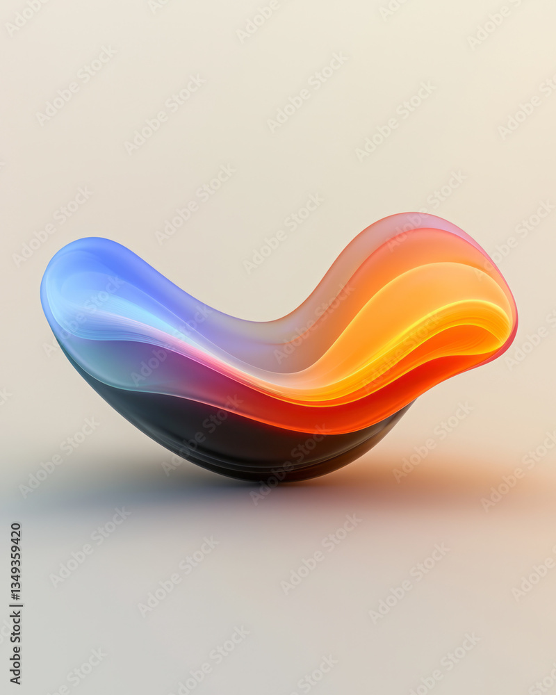 Poster an elegant and modern minimalist black form, reflecting a smooth transition of metallic gradient