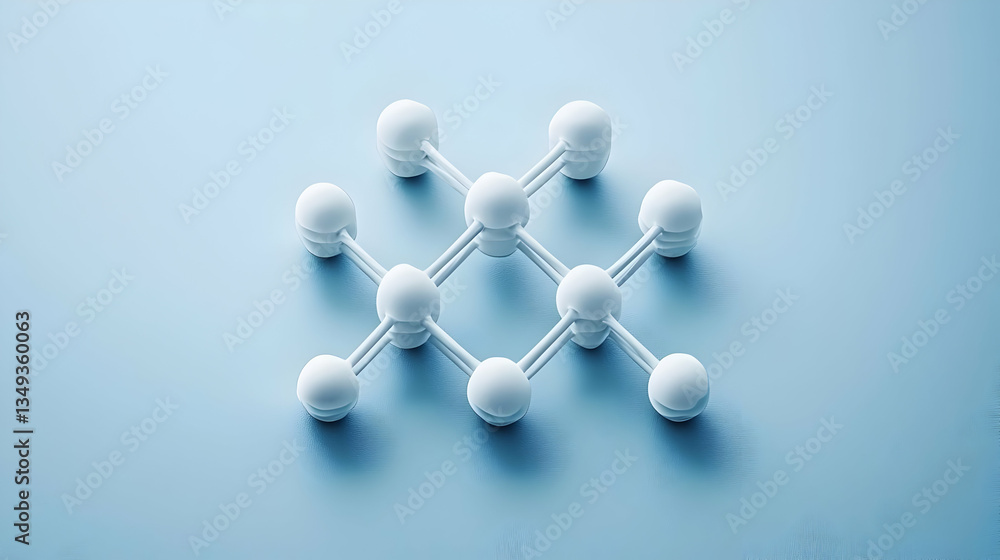 Poster abstract geometric pattern with interconnected white shapes on light blue background