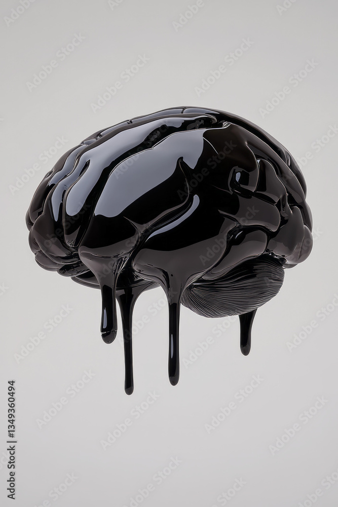 Poster a conceptual vision of a futuristic brain augmentation, where metallic implants seamlessly merge