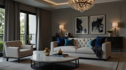 Fototapeta premium Luxurious modern living room interior (2)
