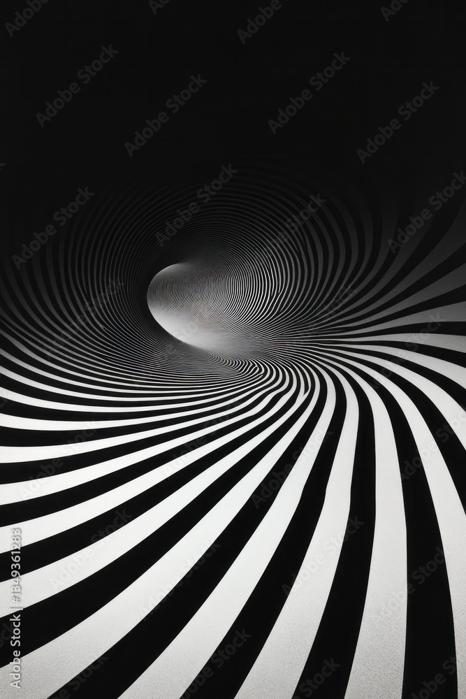 Poster A striking geometric abstraction of continuous curved lines, shifting in density to form a visually