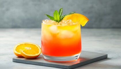 Fototapeta premium Iced Orange Cocktail for Summer Drink.
