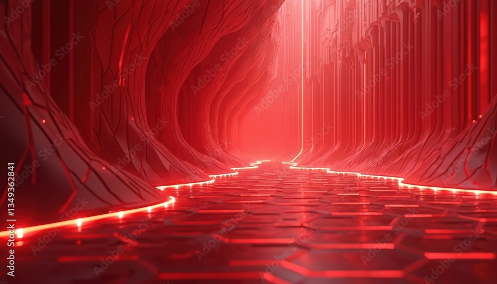 Aufkleber abstract red background with geometric futuristic digital design. motion background for design. tunn