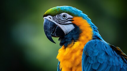 Close-up of Macaw Parrot with Vibrant Feathers and Intricate Details