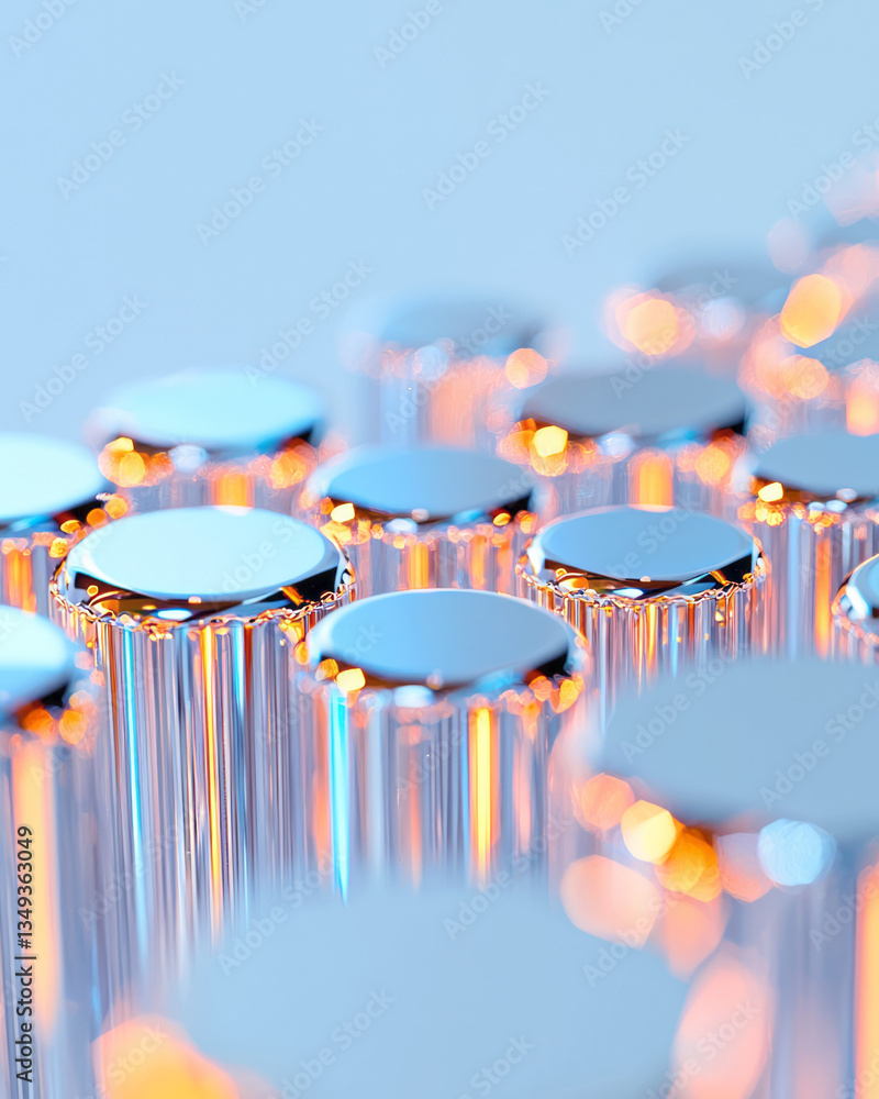 Aufkleber a high-tech abstract visualization featuring metallic cylinders arranged in a precise geometric
