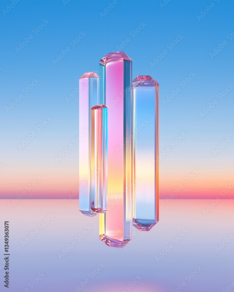 Poster a high-tech abstract visualization featuring metallic cylinders arranged in a precise geometric