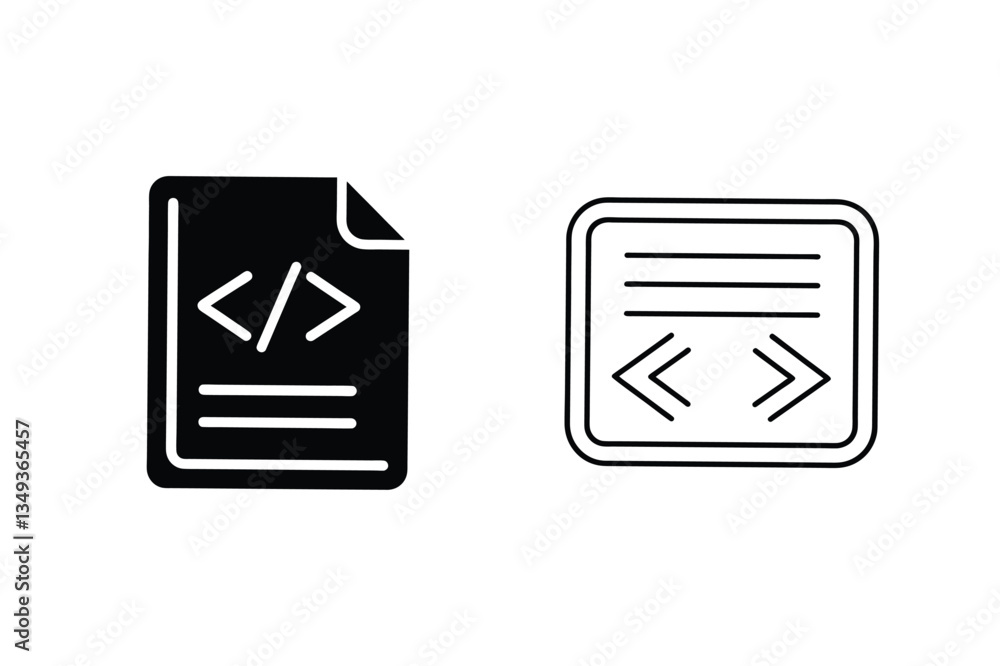 Aufkleber code document icons programming, software, file, web development, data, design, interface, symbols,