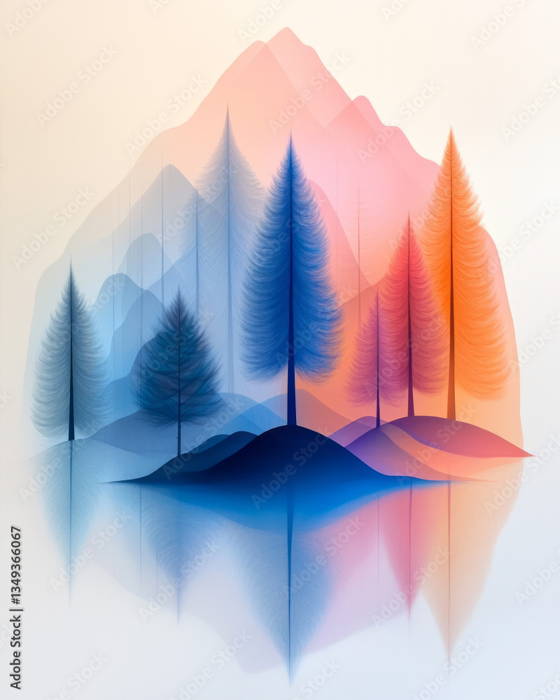 Poster a surreal dreamscape built entirely from interlocking transparent polygons, reflecting delicate