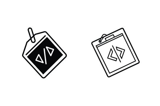 Developer Tag and Clipboard Coding, Programming, Web Development Icons